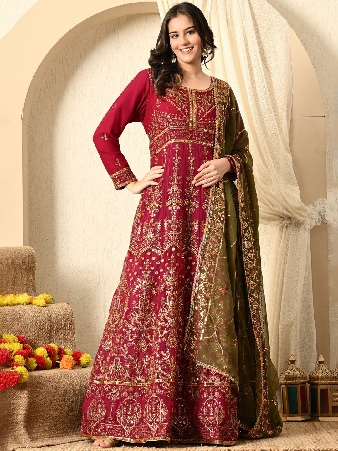 ZARIKALI  Zardozi & Sequence Work Gown Maxi Ethnic Dress