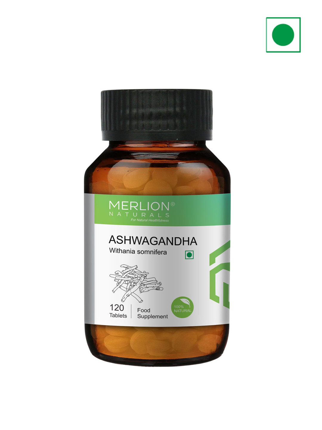 MERLION NATURALS Ashwagandha 500 mg Tablets - 120 Tablets