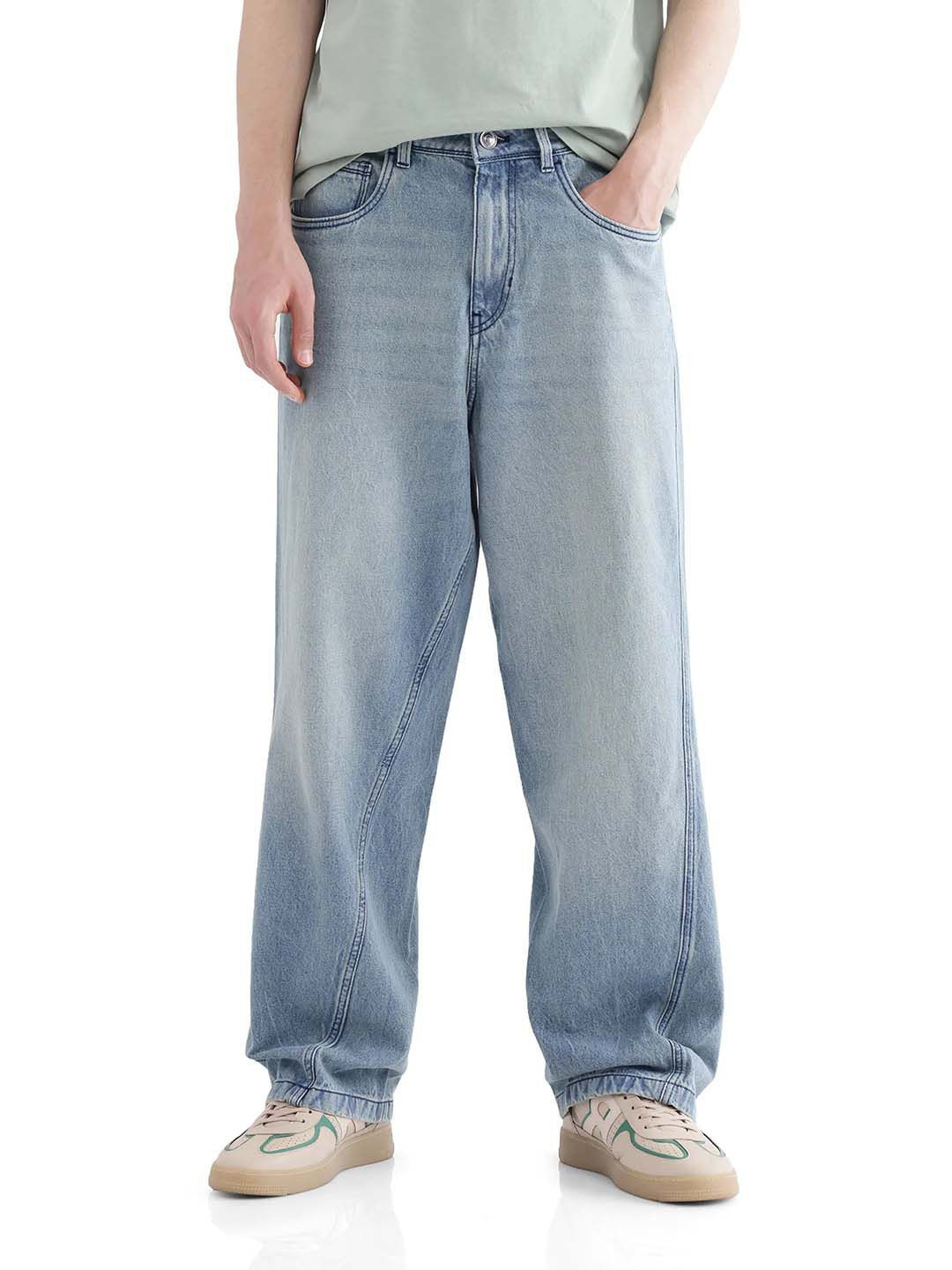 RARE RABBIT Men Light Fade Stretchable Baggy Fit Jeans