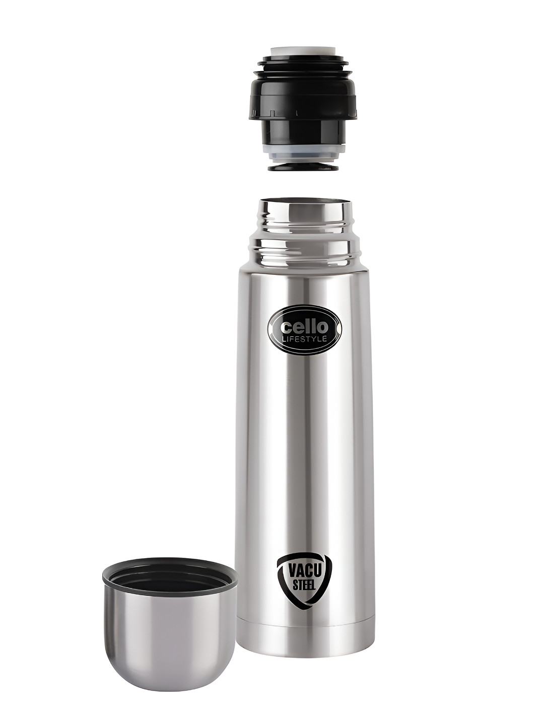 Cello Lifestyle Silver Stainless Steel Double Wall Vacuum Flask - 500ml