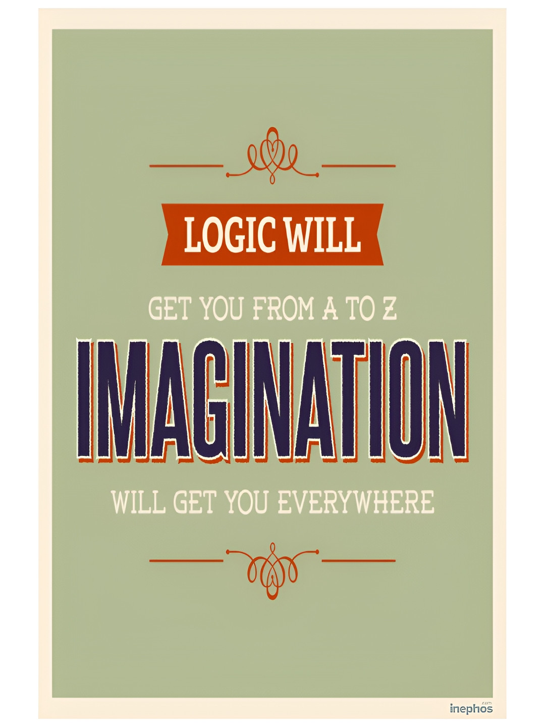 Inephos Blue & Olive Green Quote Printed Wall Poster