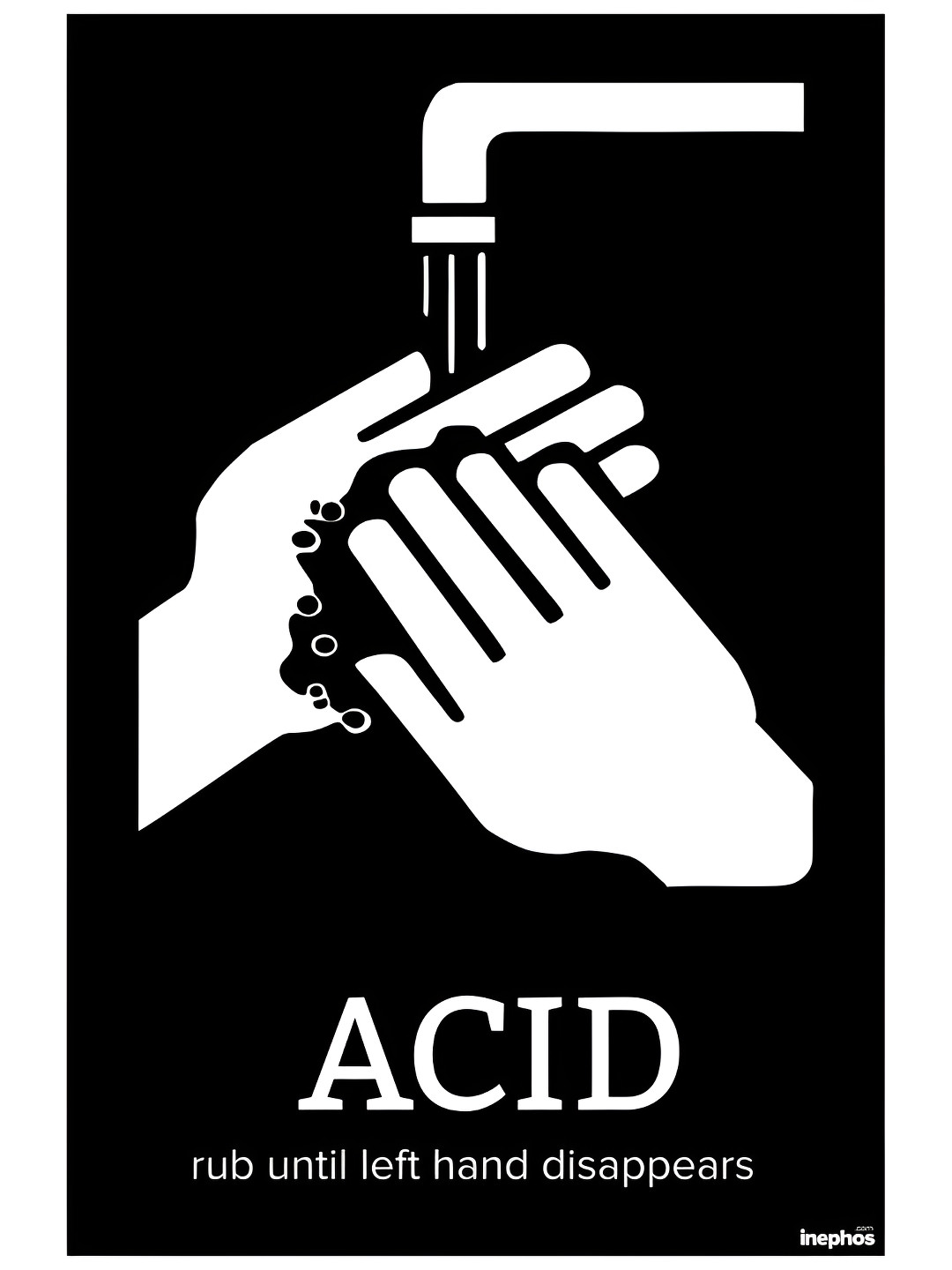 Inephos Black & White Hand Wash Sign Printed Wall Poster