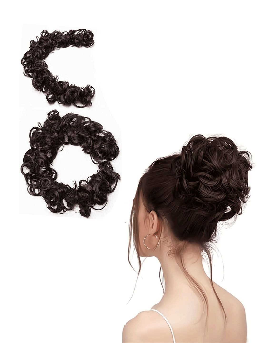 D-Divine Long Frill Hair Bun Hair Extension- Brown
