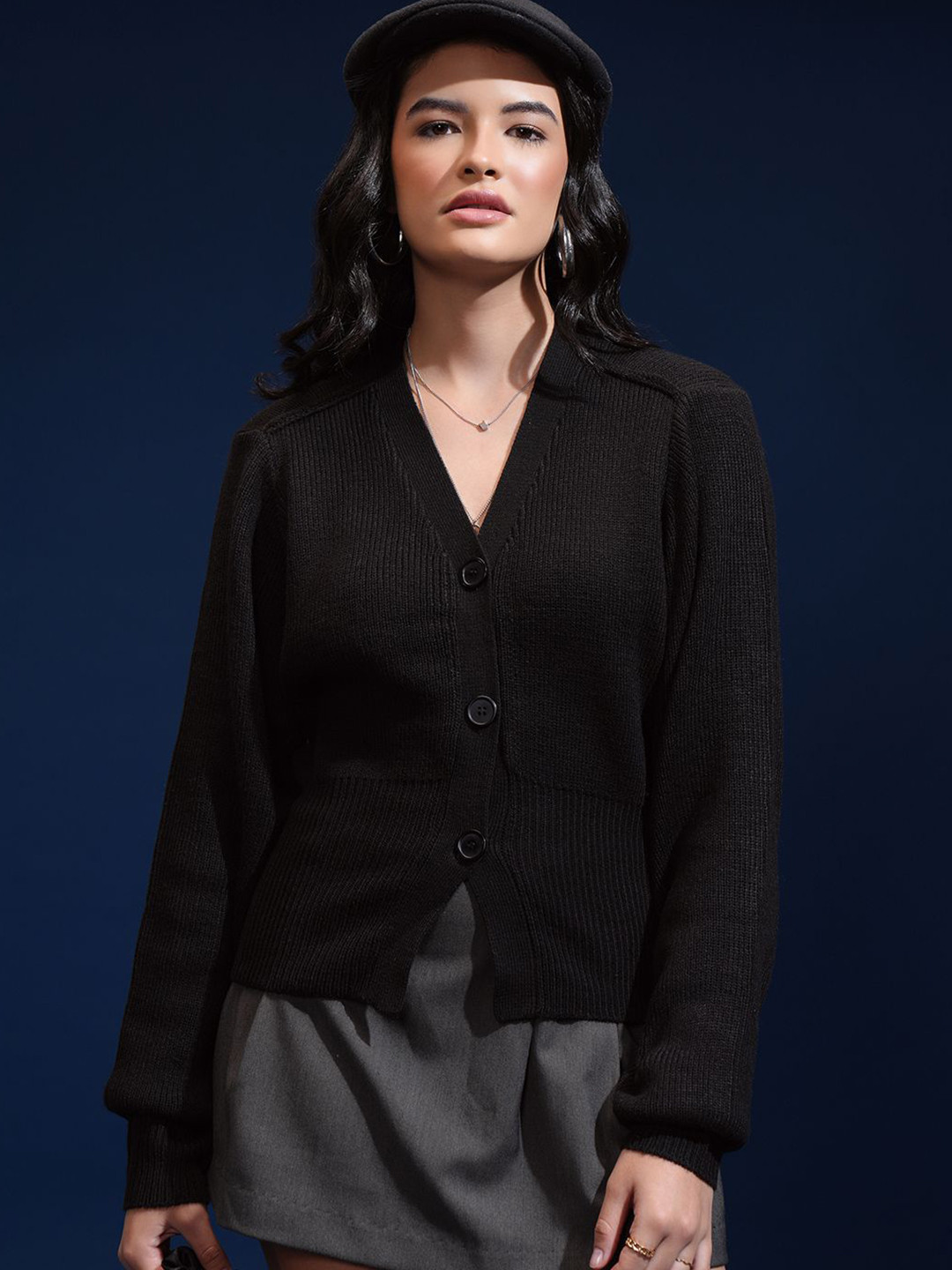 Basics By Tokyo Talkies Women V-Neck Cardigan