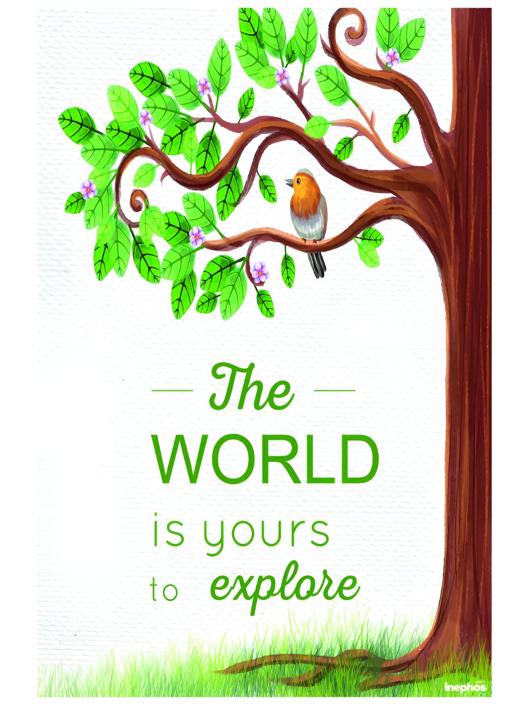 Inephos White & Green Paper Creative Artwork Wall Poster