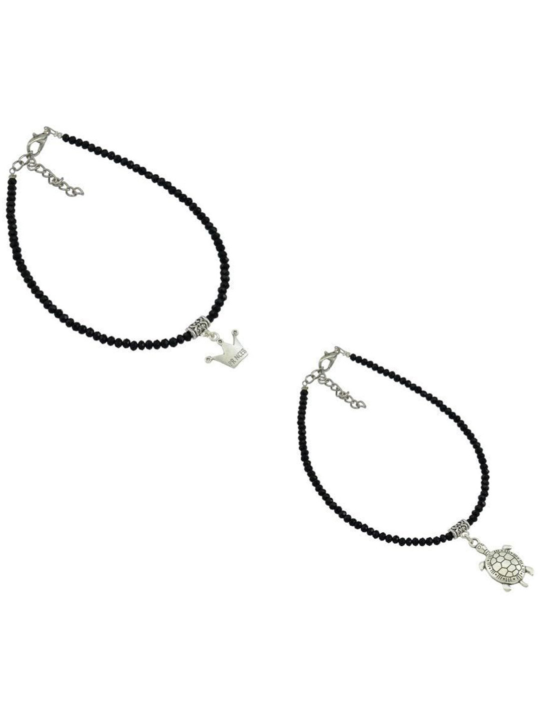 HIGH TRENDZ Set Of 2 Single Leg Beaded Anklet