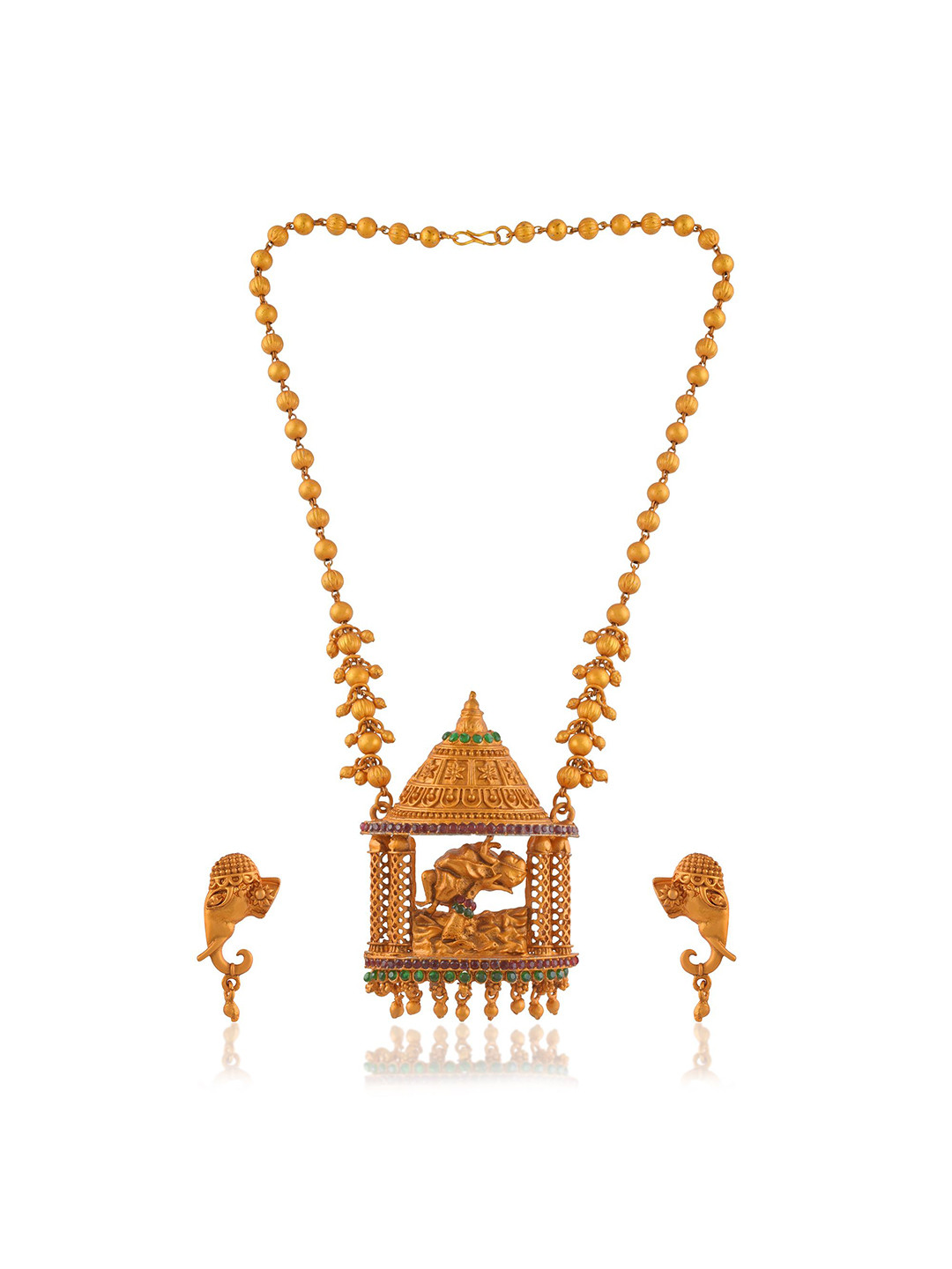 MEMOIR Brass Plated Rajmata Bahubali Necklace Set