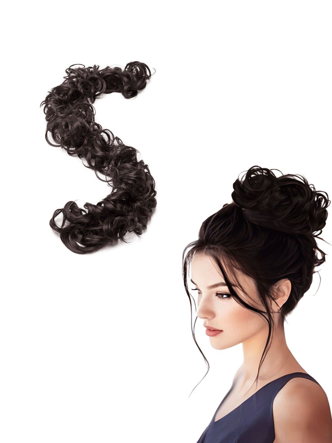 D-Divine Long Frill Messy Hair Bun Extension - Brown