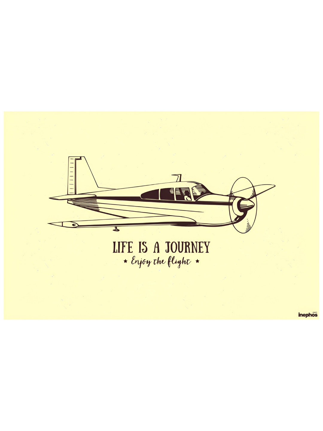 Inephos Cream-Coloured & Brown Printed Paper Creative Artwork Wall Poster