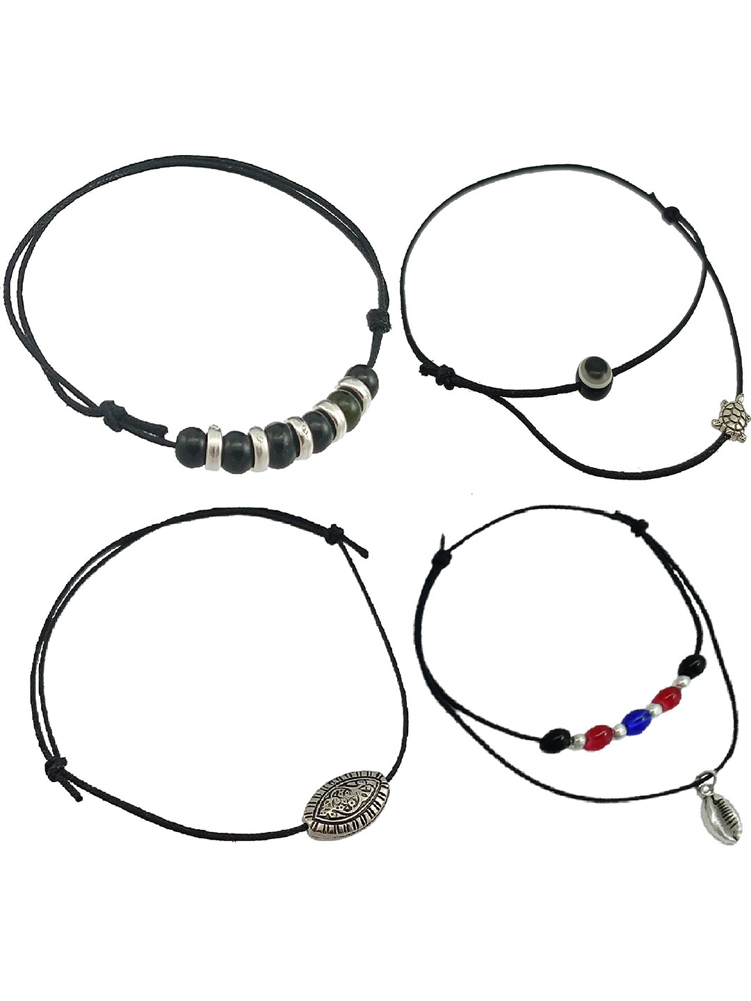 HIGH TRENDZ  Set of Four Artificial Beads Anklet