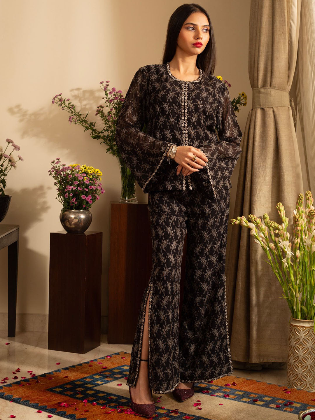 HOUSE OF INARI Embroidered Top With Trousers Co-Ords