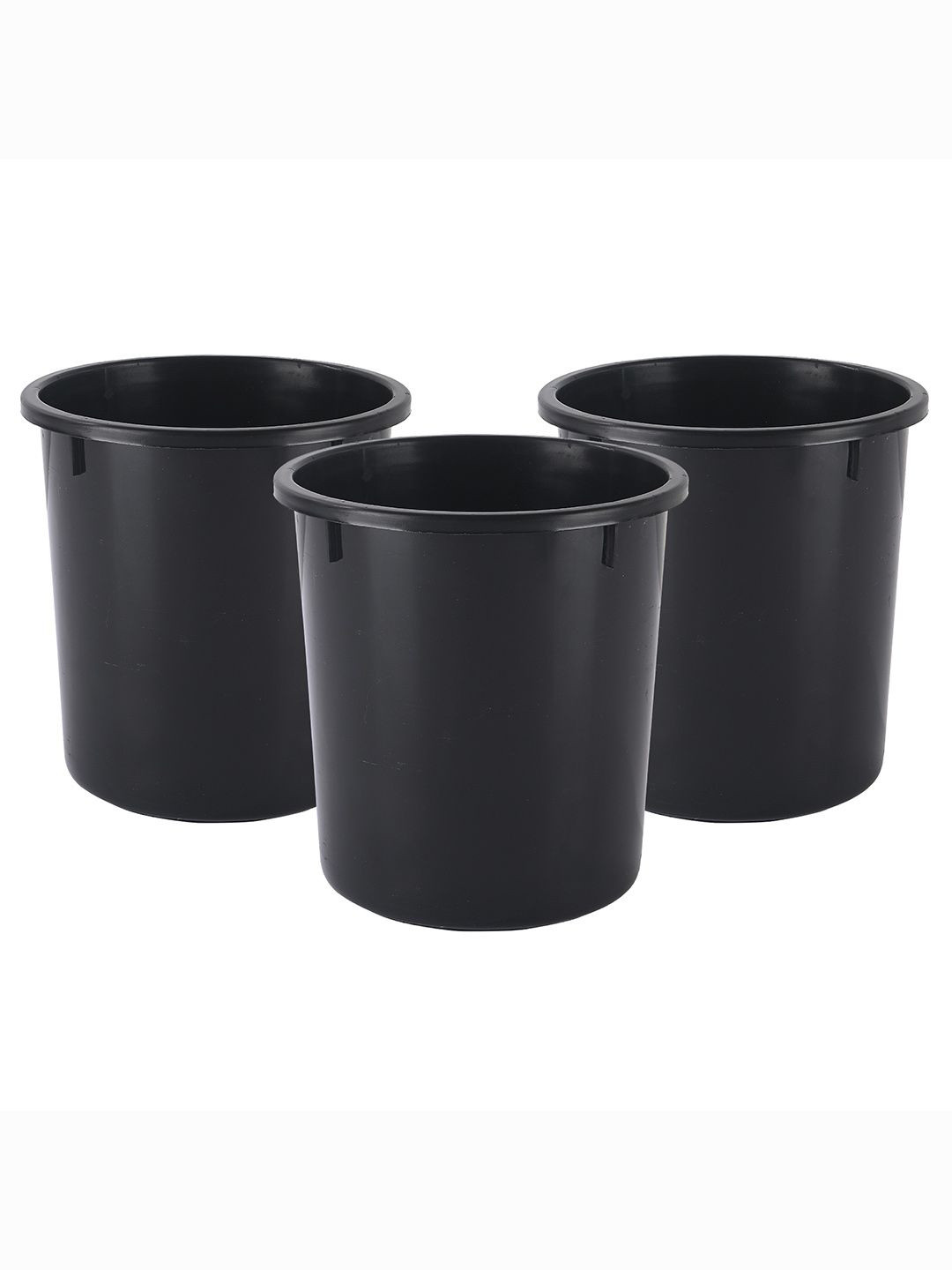 Kuber Industries Set Of 3 Black Open-Top 5 Liters Dustbins