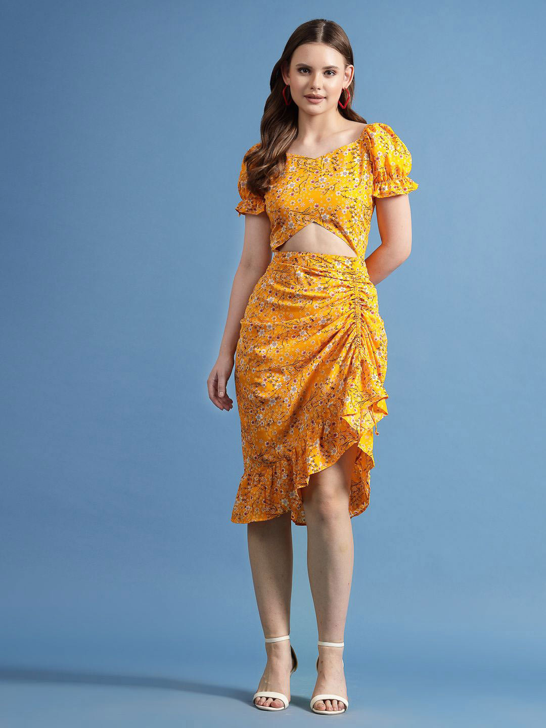 BEING NAUGHTY Women Floral Printed edPuff Sleeve Sheath Dress