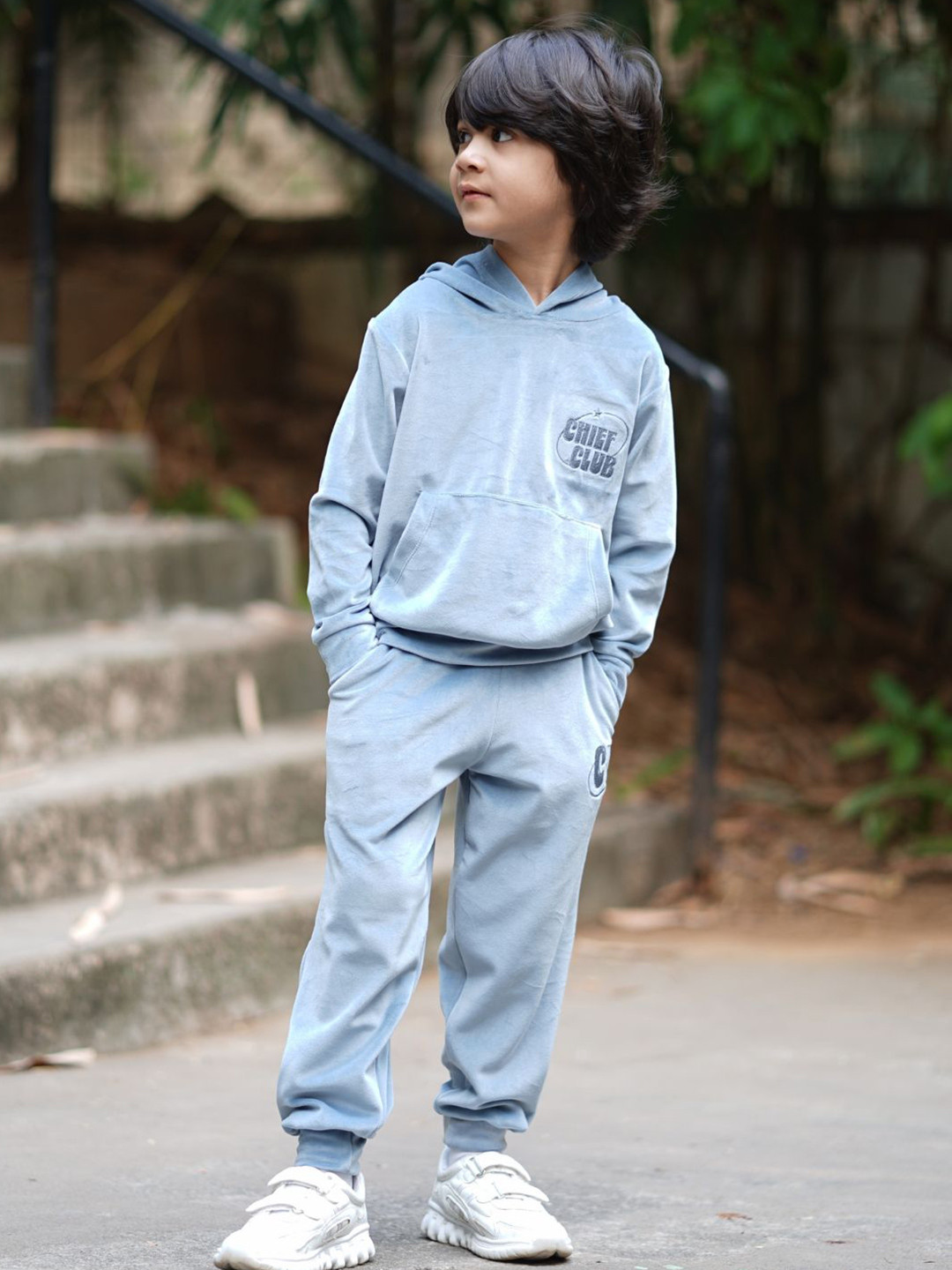 Nap Chief Kids Chief Club Velour Polyester Relaxed Fit Embroidered Hoodie With Joggers