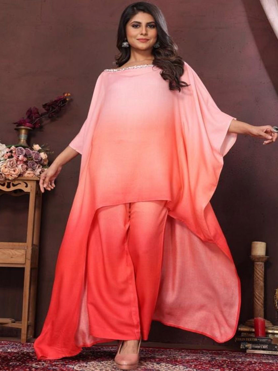 Komarri U Ombre-Patterned Kaftan Top & Trousers Co-Ords