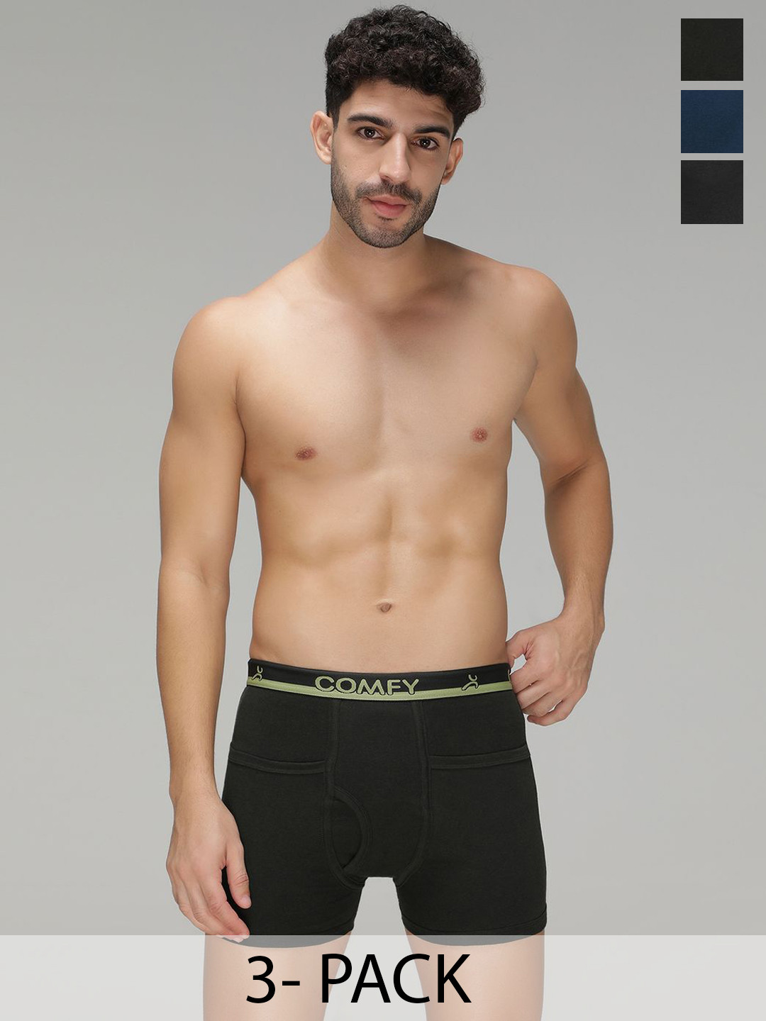 AMUL COMFY Pack Of 3 Cotton Trunks AC-LPTROE-MULTI-S-3PC