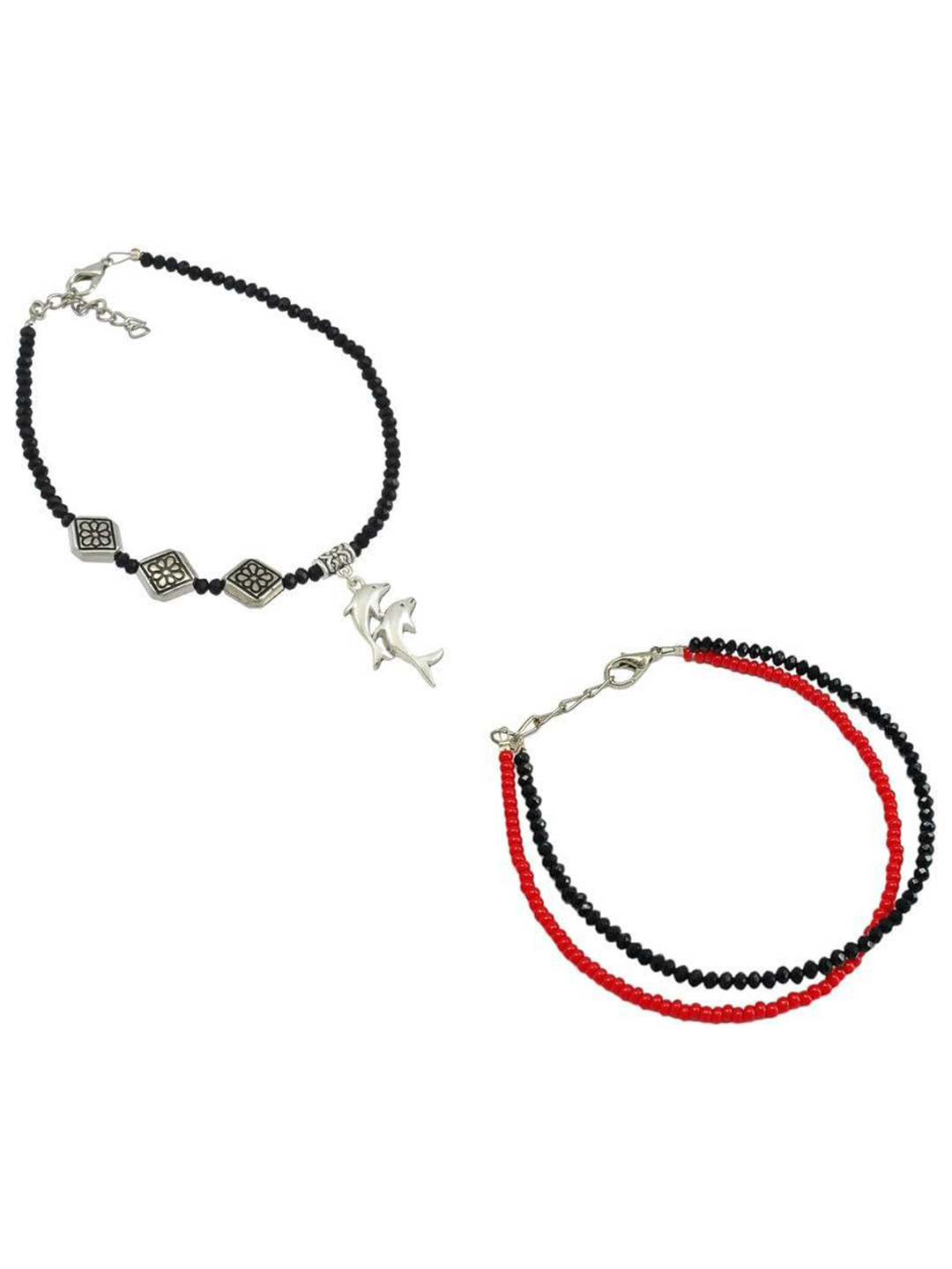 High Trendz Combo Pack of 2 Single Leg Beads Alloy Anklet