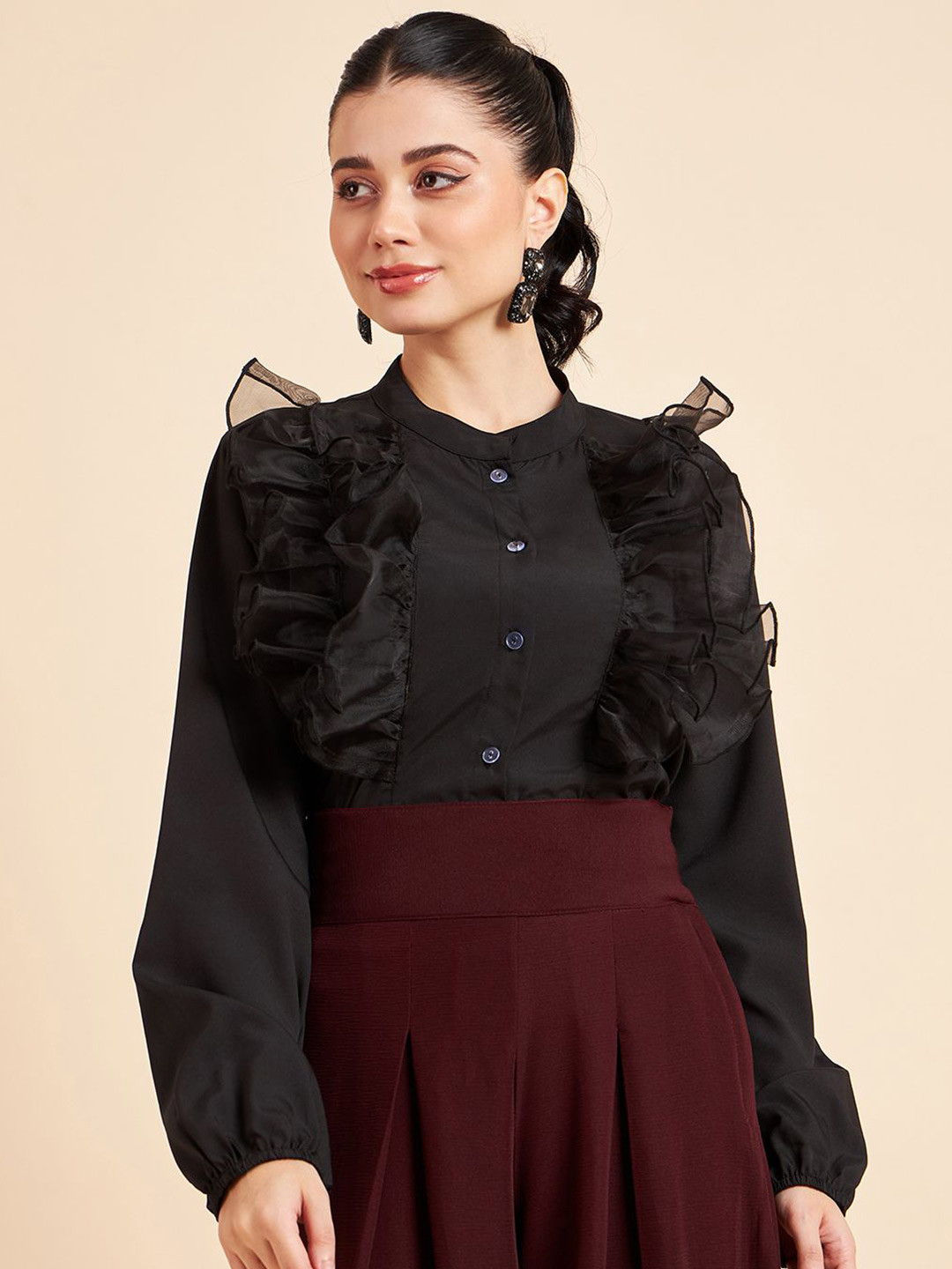 Fabway Clothing Women Modern Slim Fit Opaque Party Shirt