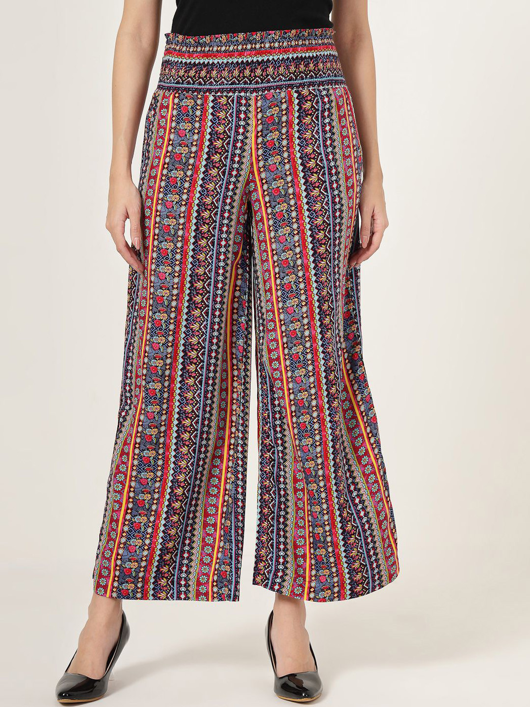 Style Quotient Women Printed Relaxed Flared Trousers