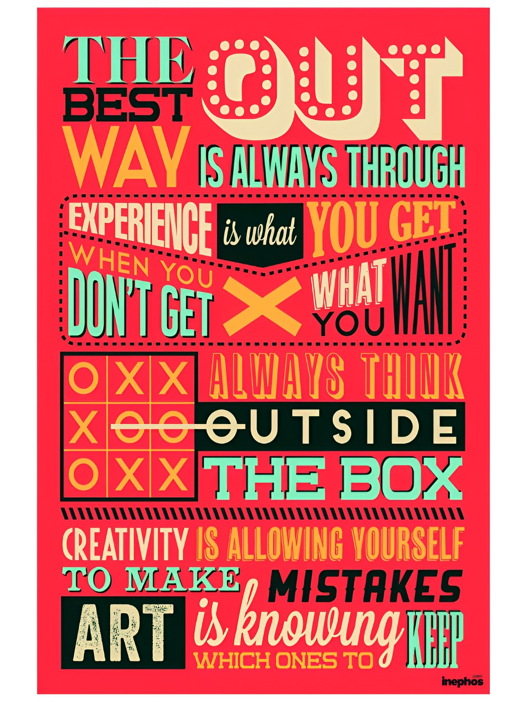 Inephos Red & Black Inspirational Vinyl Poster Motivational Funny Quotes