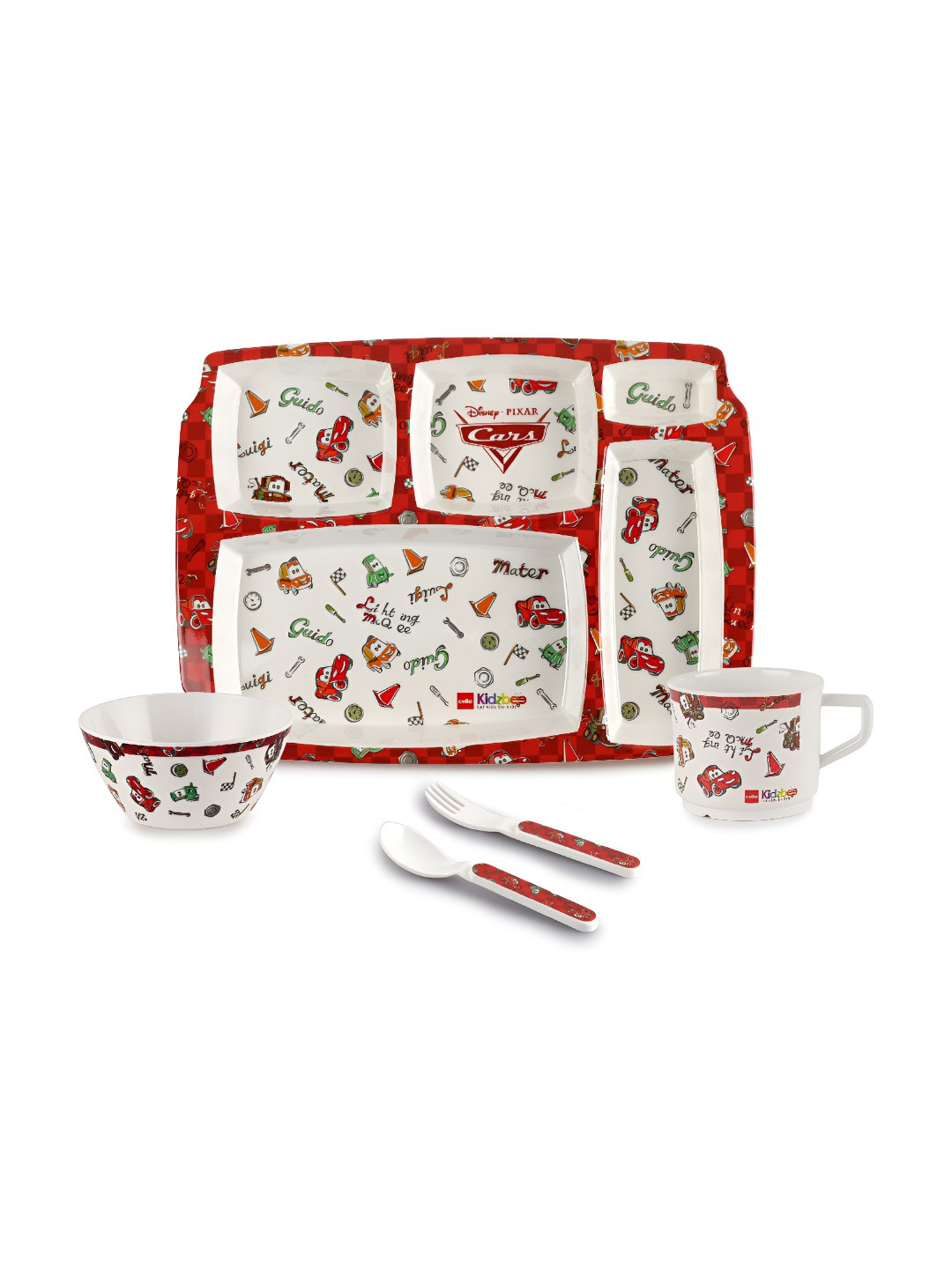 Cello Red 2025 5 Pieces Melamine Easy to Clean Dinner Set of