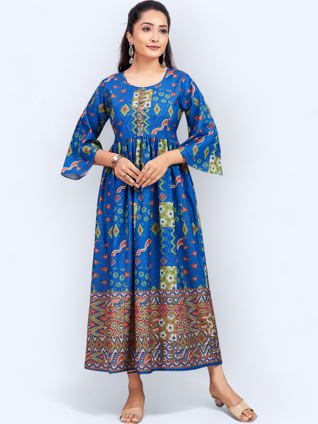 PAMPER YOURSELF Fit and Flare Printed Fit & Flare Maxi Ethnic Dress