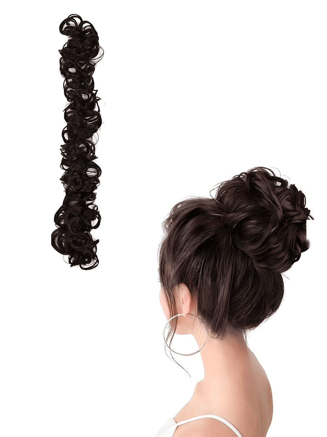 D-Divine Long Frill Messy Hair Bun Extension - Brown