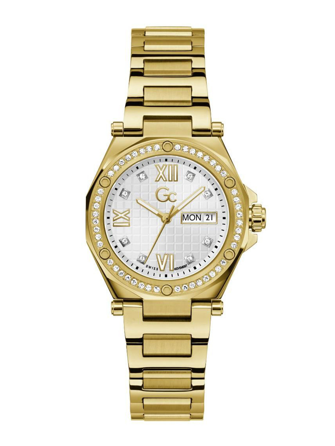 GC Women Brass Dial & Stainless Steel Bracelet Style Straps Analogue Watch Z20008L1MF