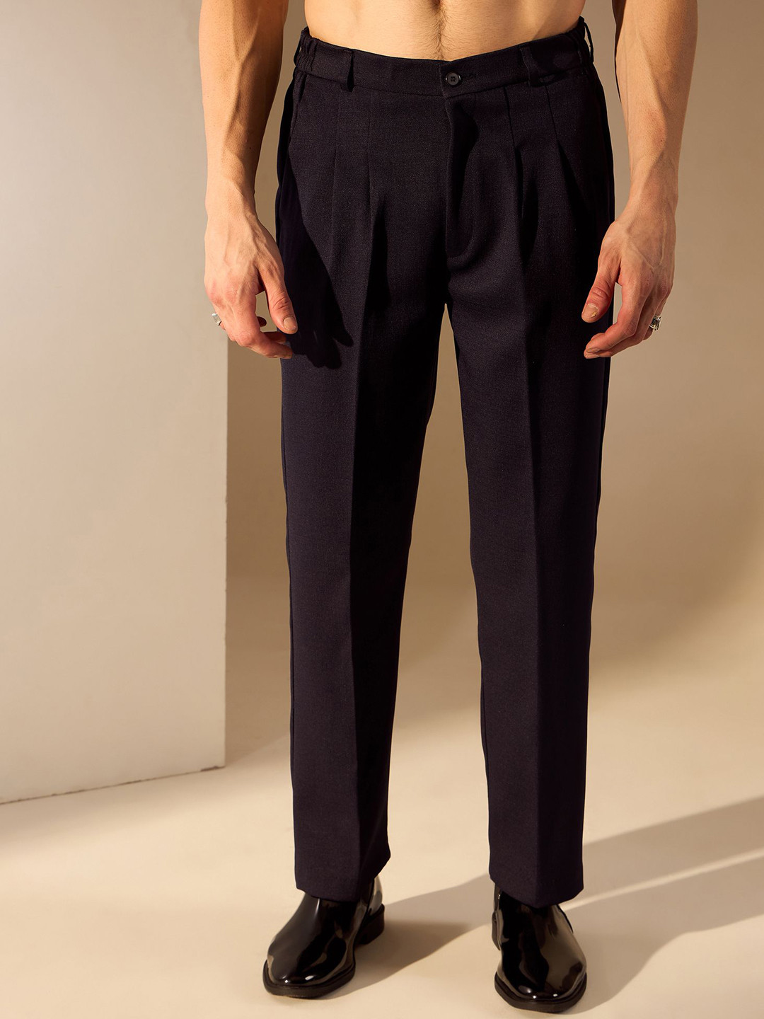 DENNISON Men Relaxed Baggy Fit Elasticated Easy Wash Auto-Fit Waist Korean Pants