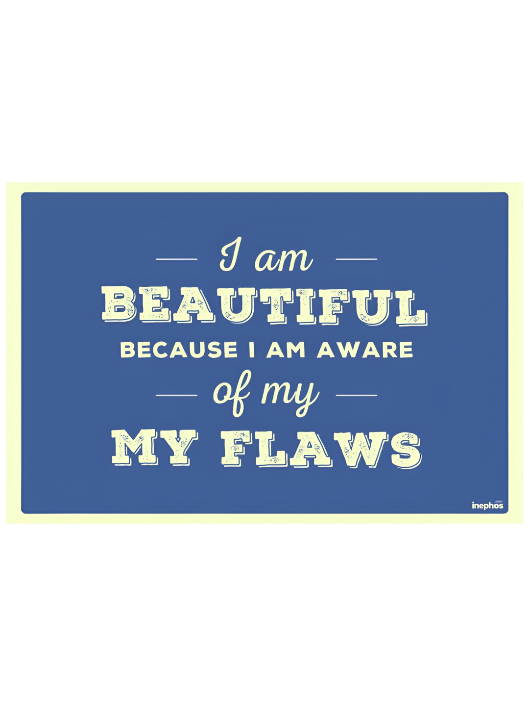 Inephos Blue & Cream-Coloured Paper Creative Artwork Poster