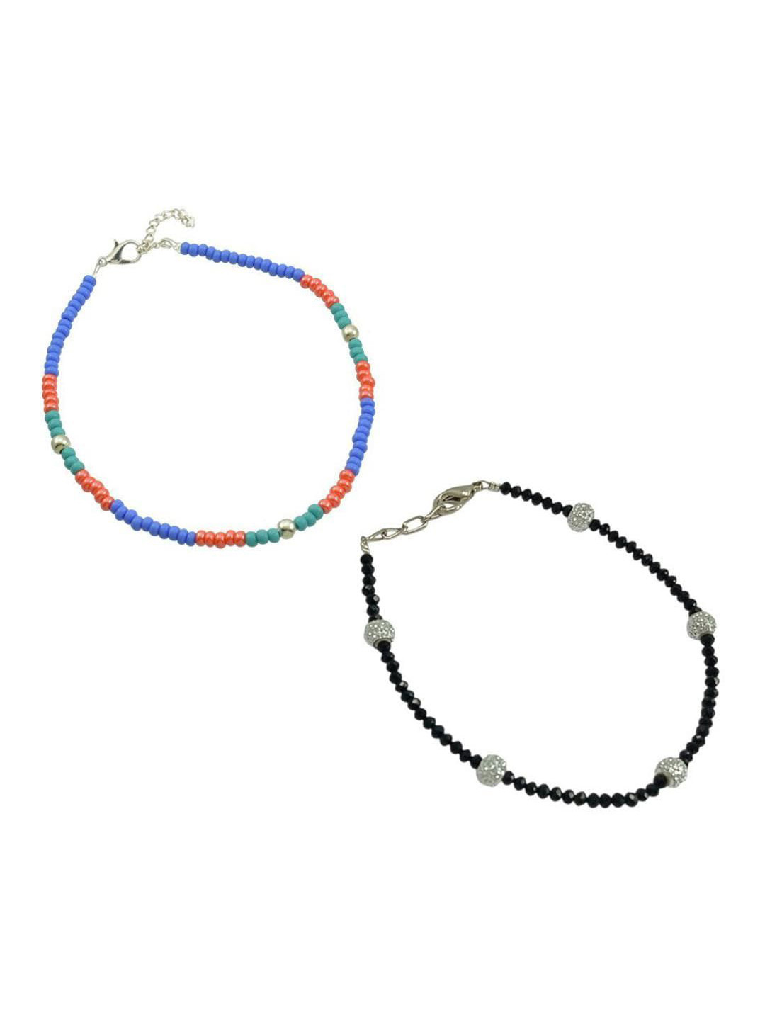 HIGH TRENDZ Combo Pack of 2 Single Leg Beads Alloy Anklet