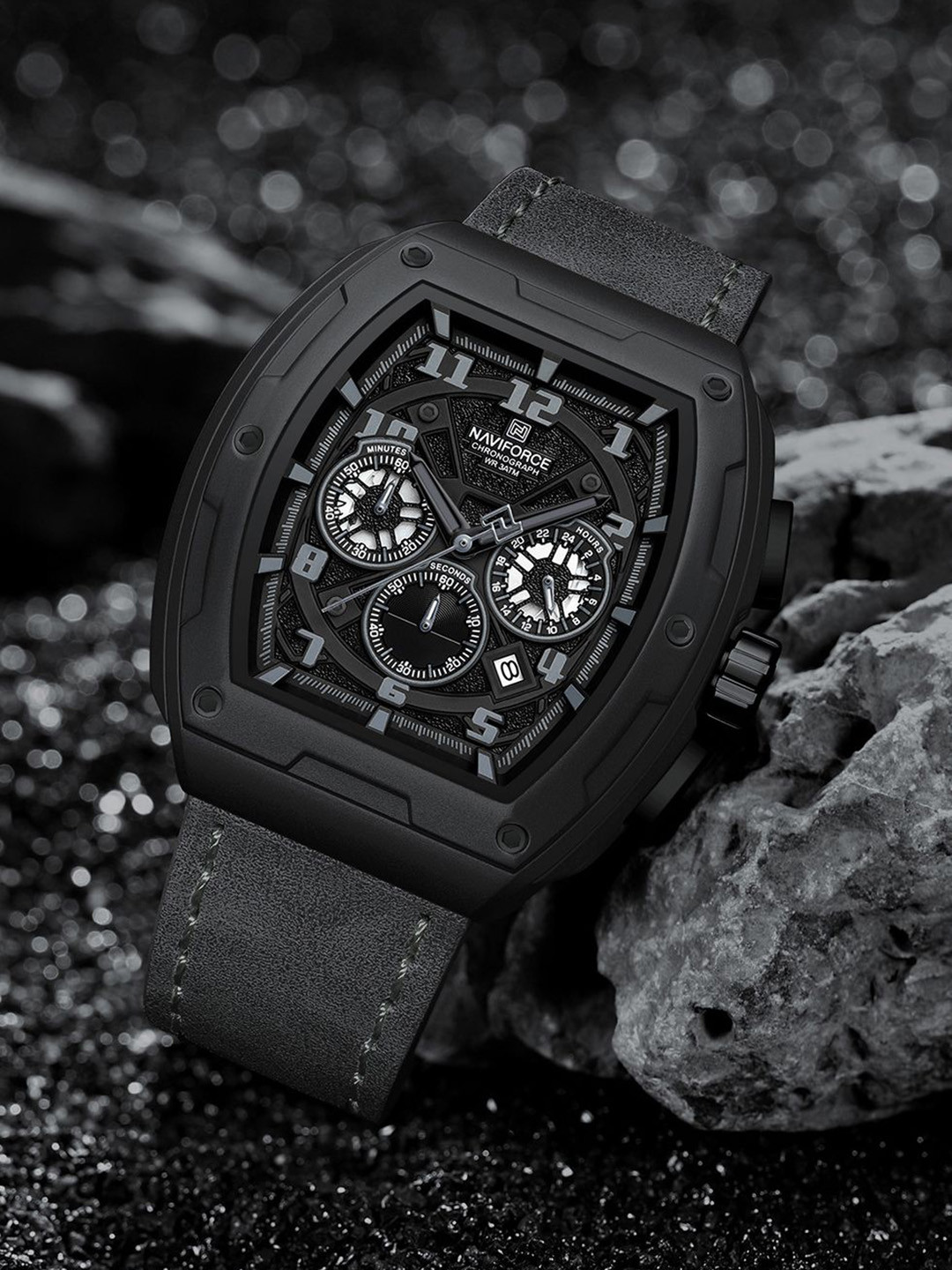 Naviforce Men Dial & Leather Straps Analogue Chronograph Watch NF8053_B GY GY