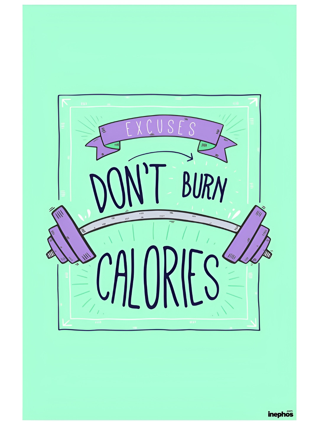 Inephos Sea Green & Purple Quote Printed Wall Poster