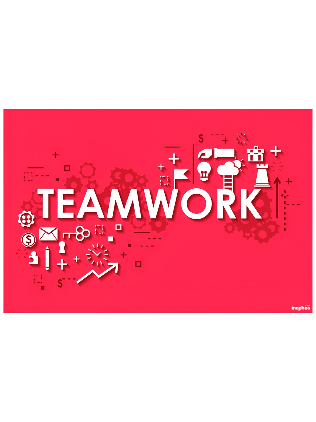Inephos Pink & White Teamwork Printed Wall Poster