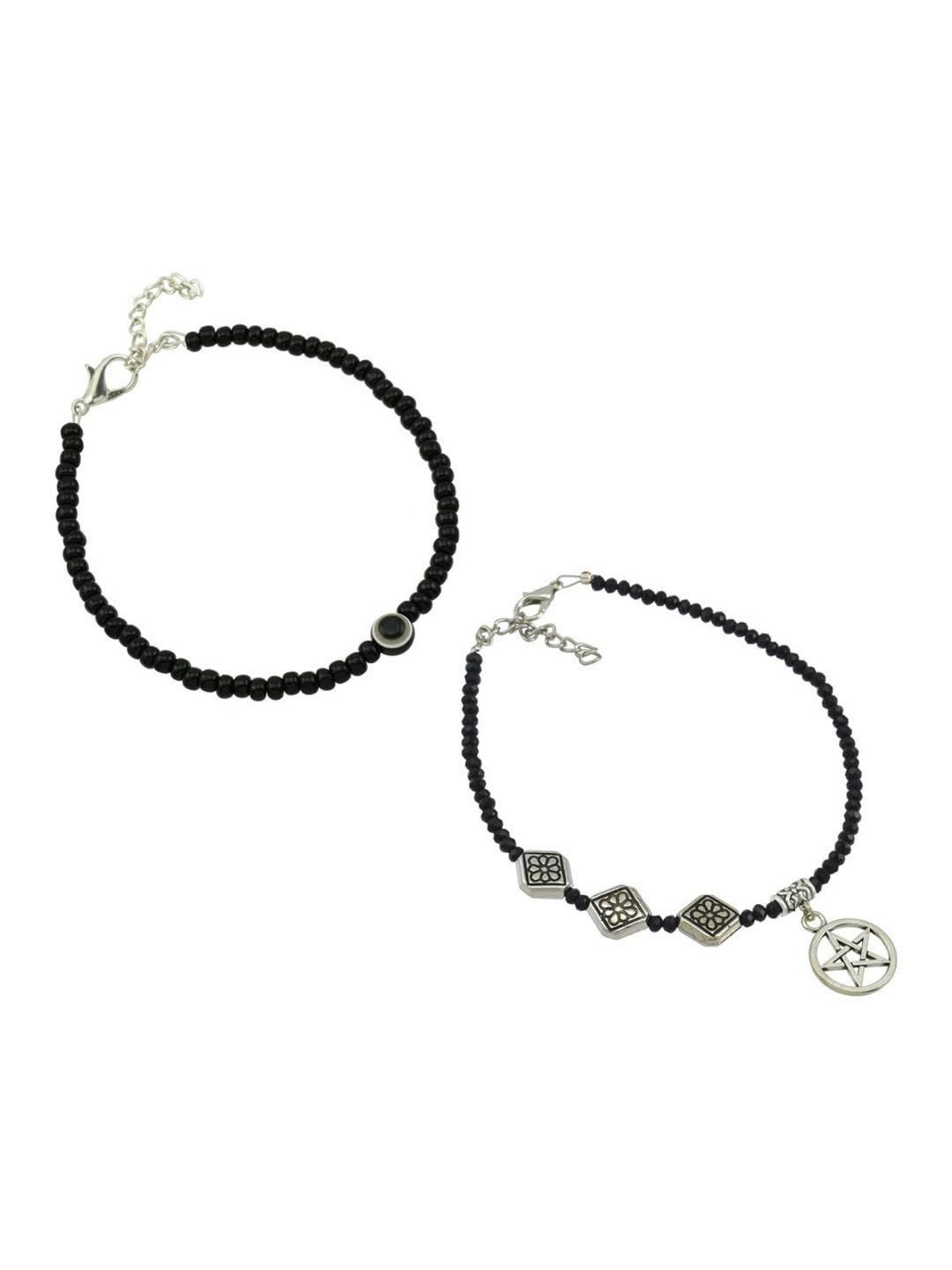 HIGH TRENDZ Combo pack of 2 Single Leg Beads Alloy Anklet