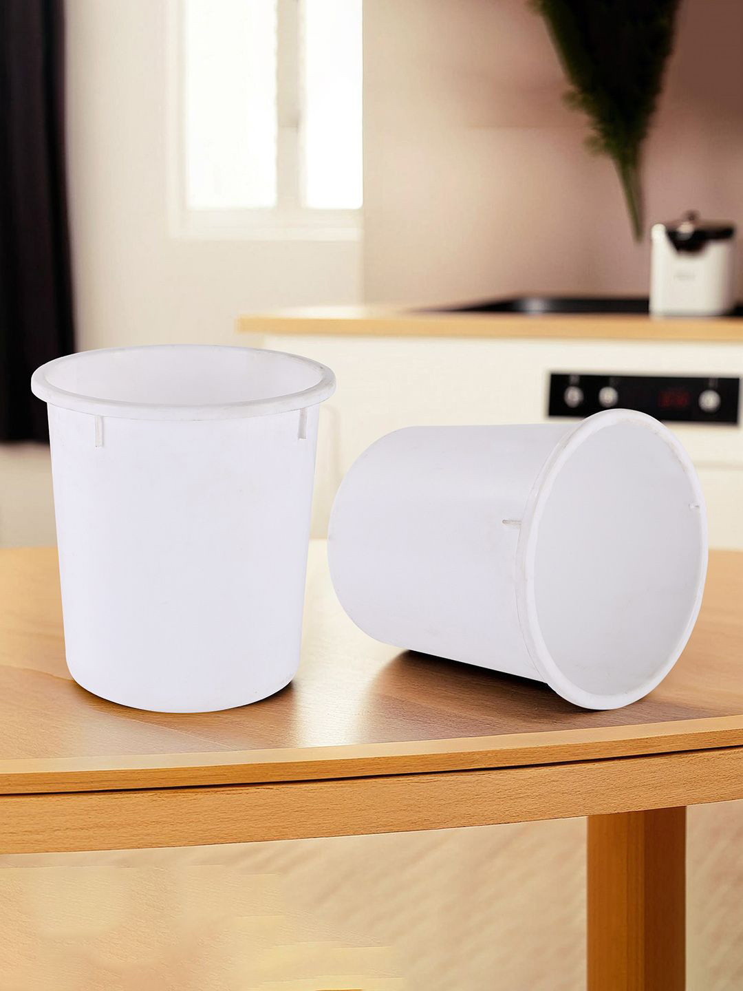 Kuber Industries 2 Pieces White Open-Top 5 Liters Dustbins