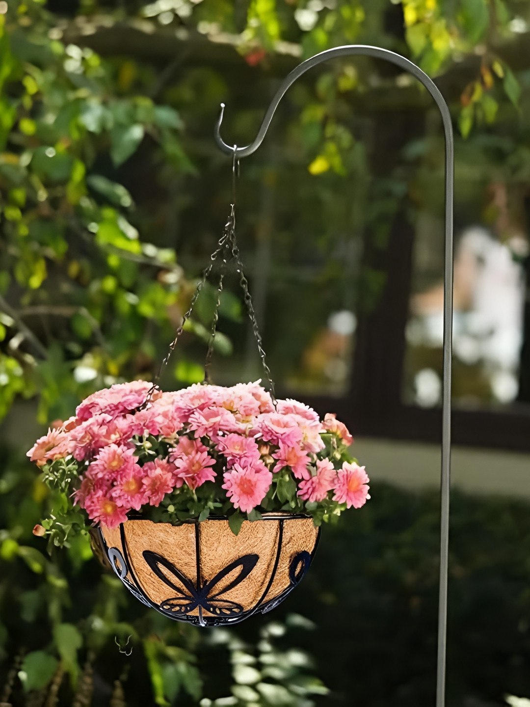 Garden King 6Pcs Black & Brown Textured Round Hanging Planters