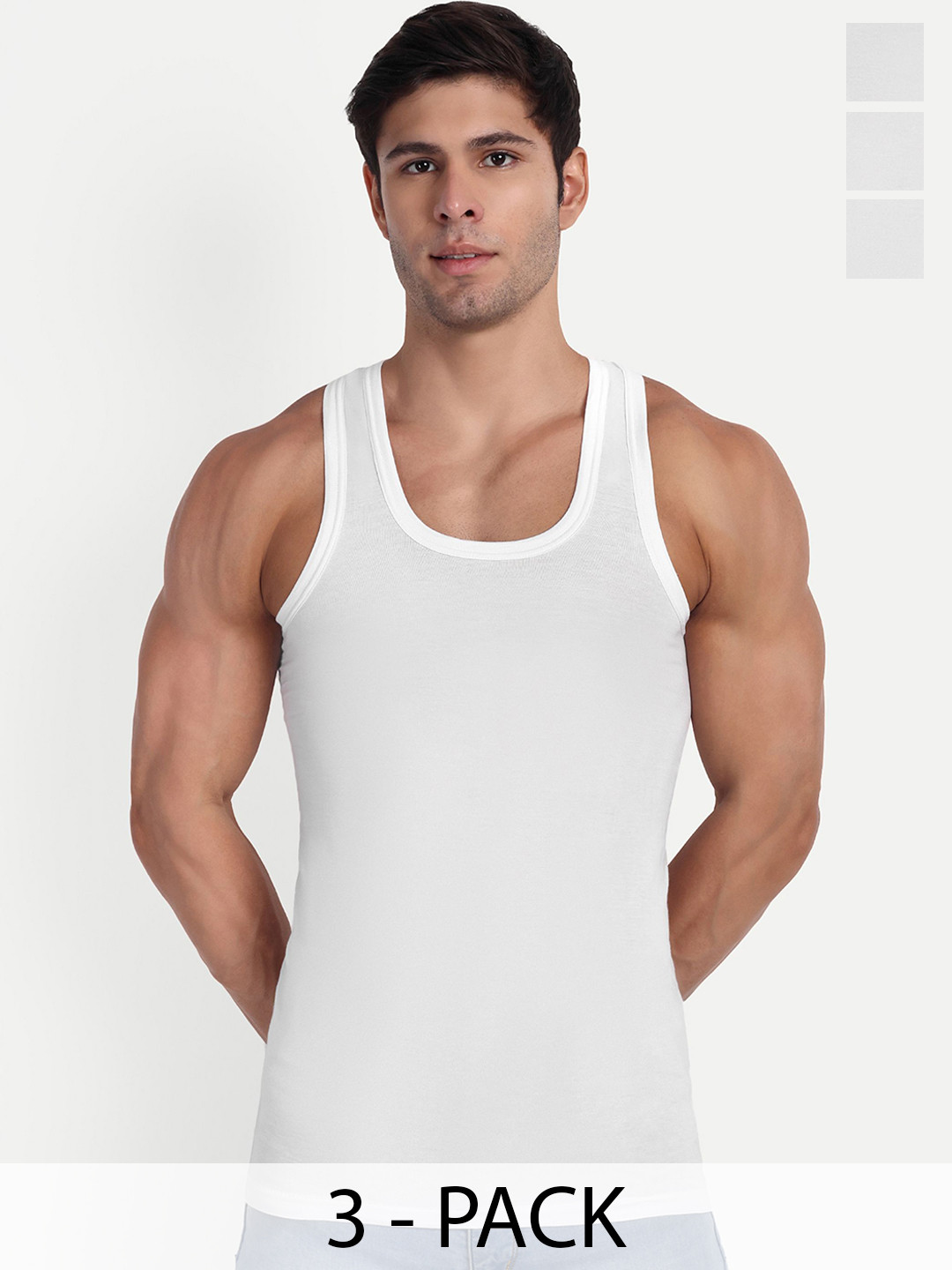 KANSAL Pack Of 3 Scoops Neck Innerwear Vests10-MACHU_RN_P3