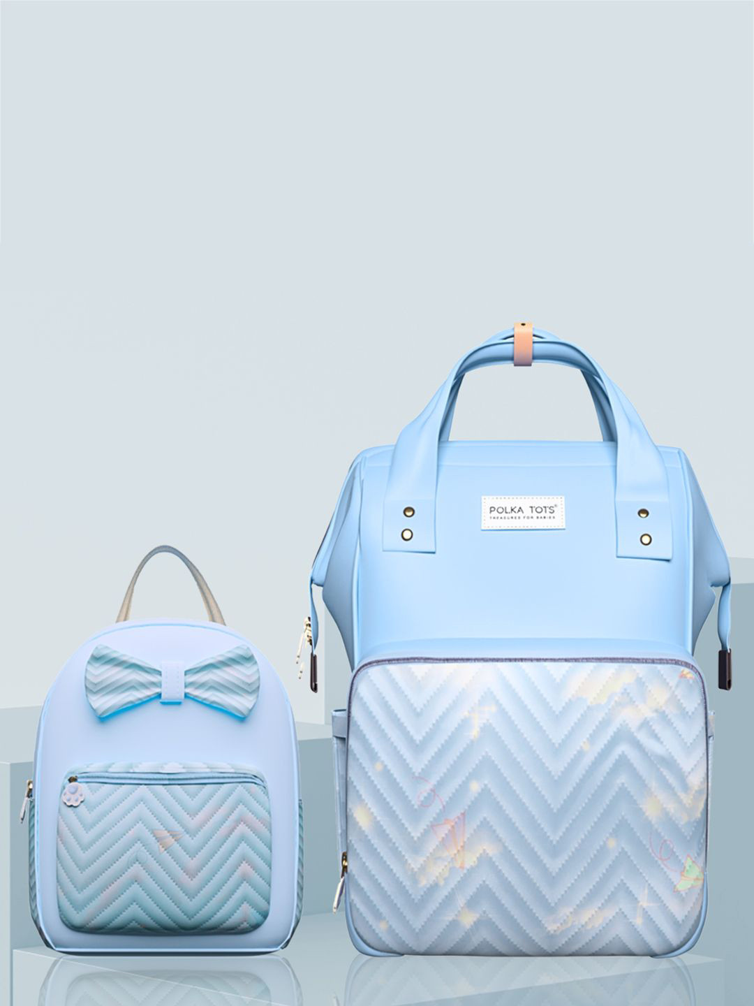 Polka Tots Set Of 2 Printed Mama Mini Luxe Duo Diaper Bag