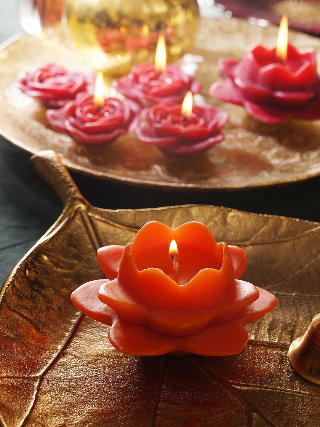Pure Home and Living Orange Flower Smokeless Scented Solid Regular Tea Light Candles