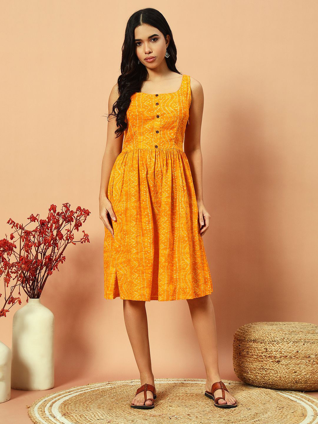 Bohemian Dream Ethnic Motifs Print Fit & Flare Dress