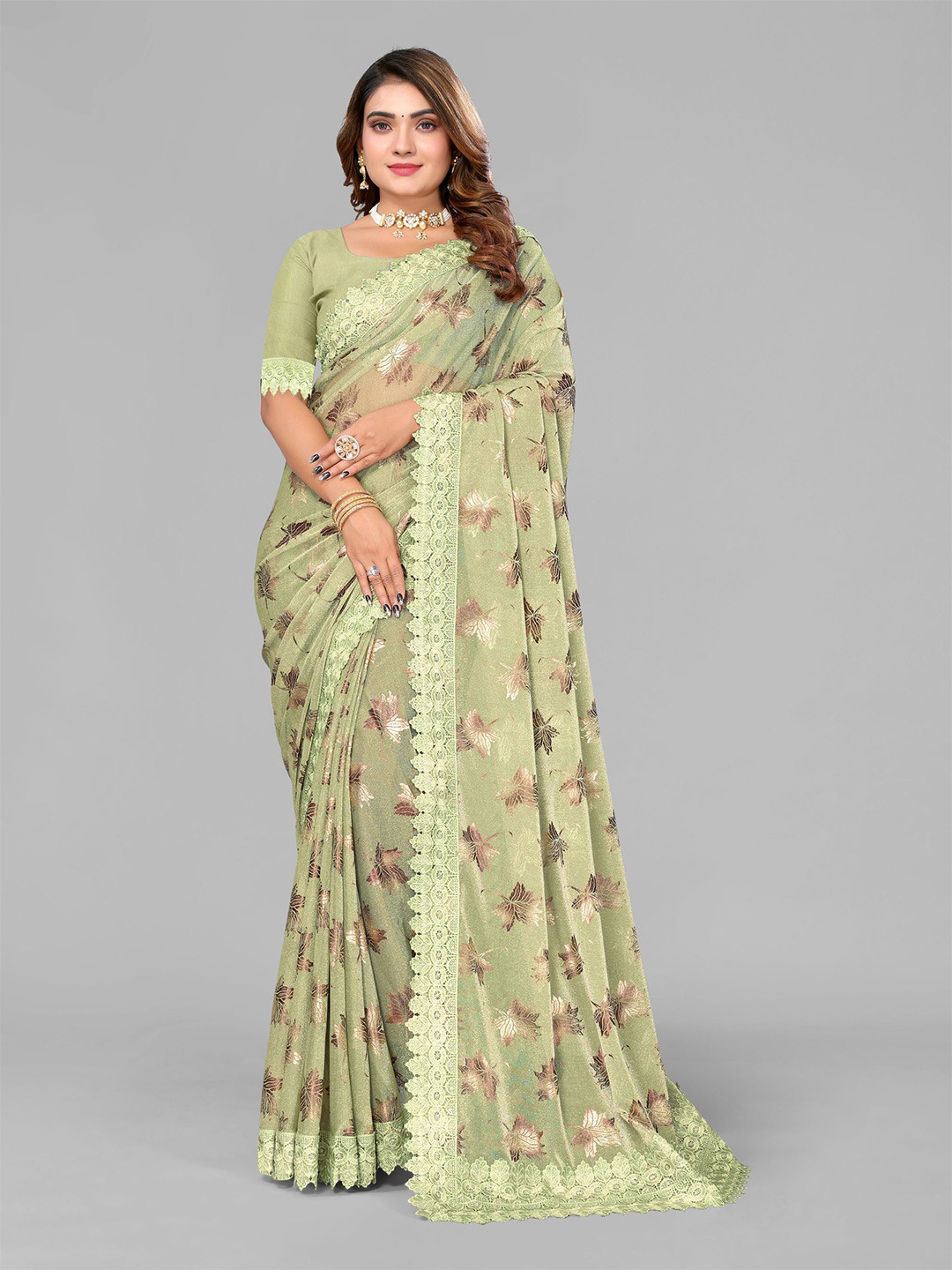 VIJAYA VALLABH Floral Embroidered Saree