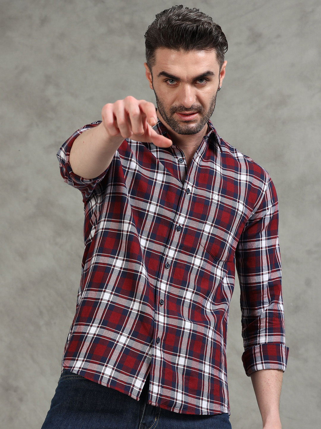 StitchX Men Full Sleeve Checkered Cotton Spreed Collar Casual Shirt