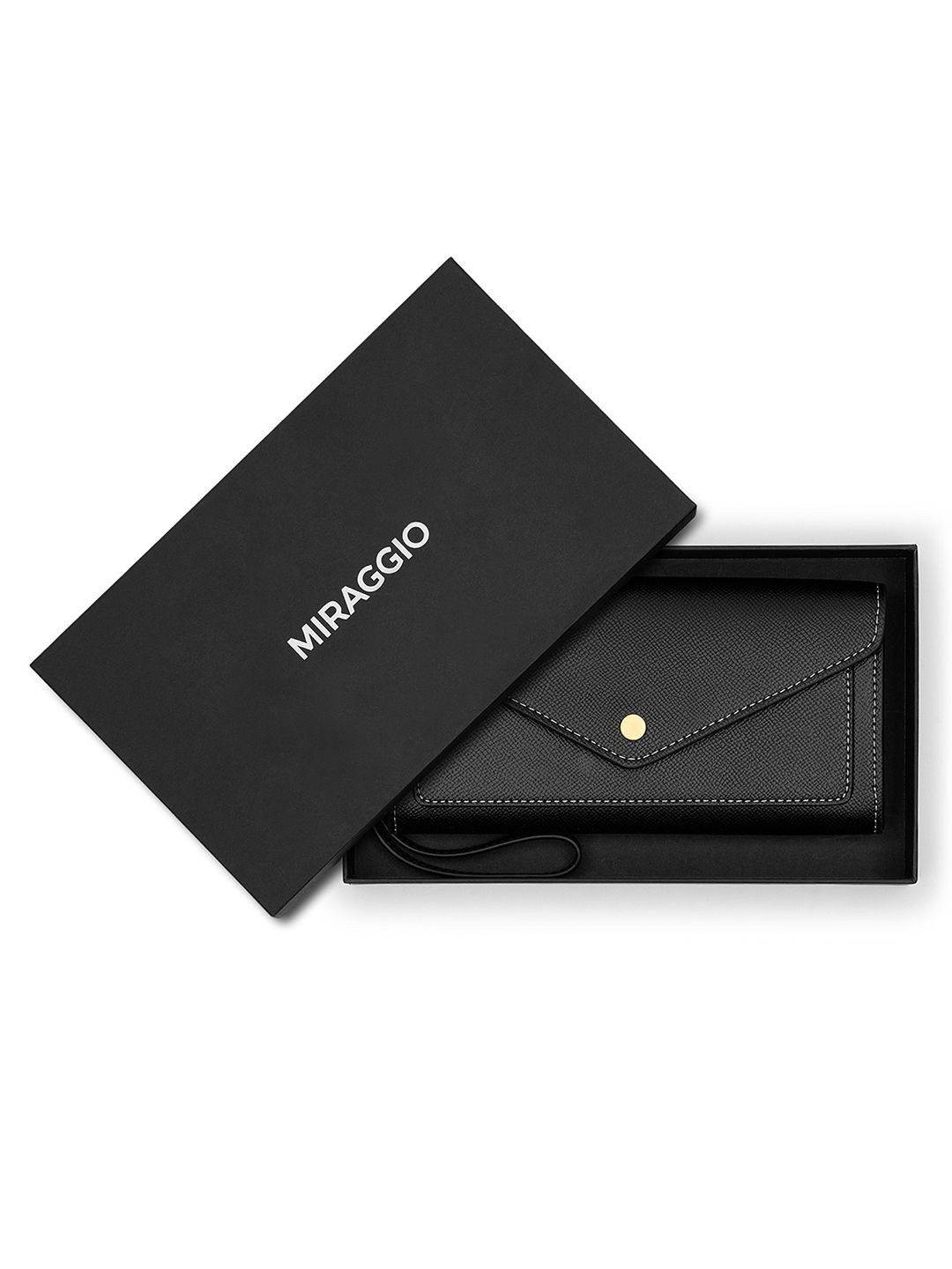 MIRAGGIO Gemma Black Wallet With Detachable Wrist Strap