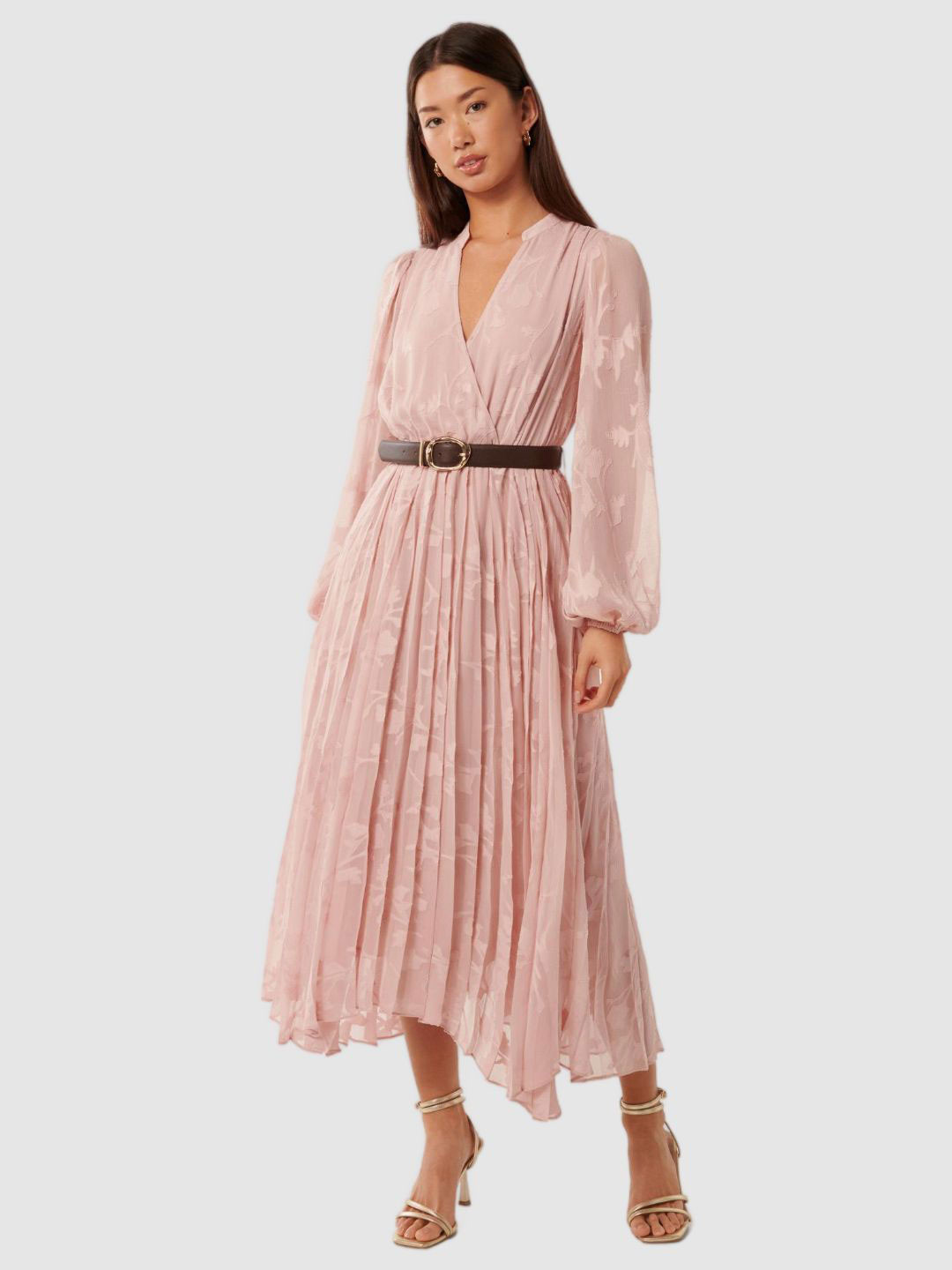 Forever New Print Bishop Sleeve A-Line Midi Dress