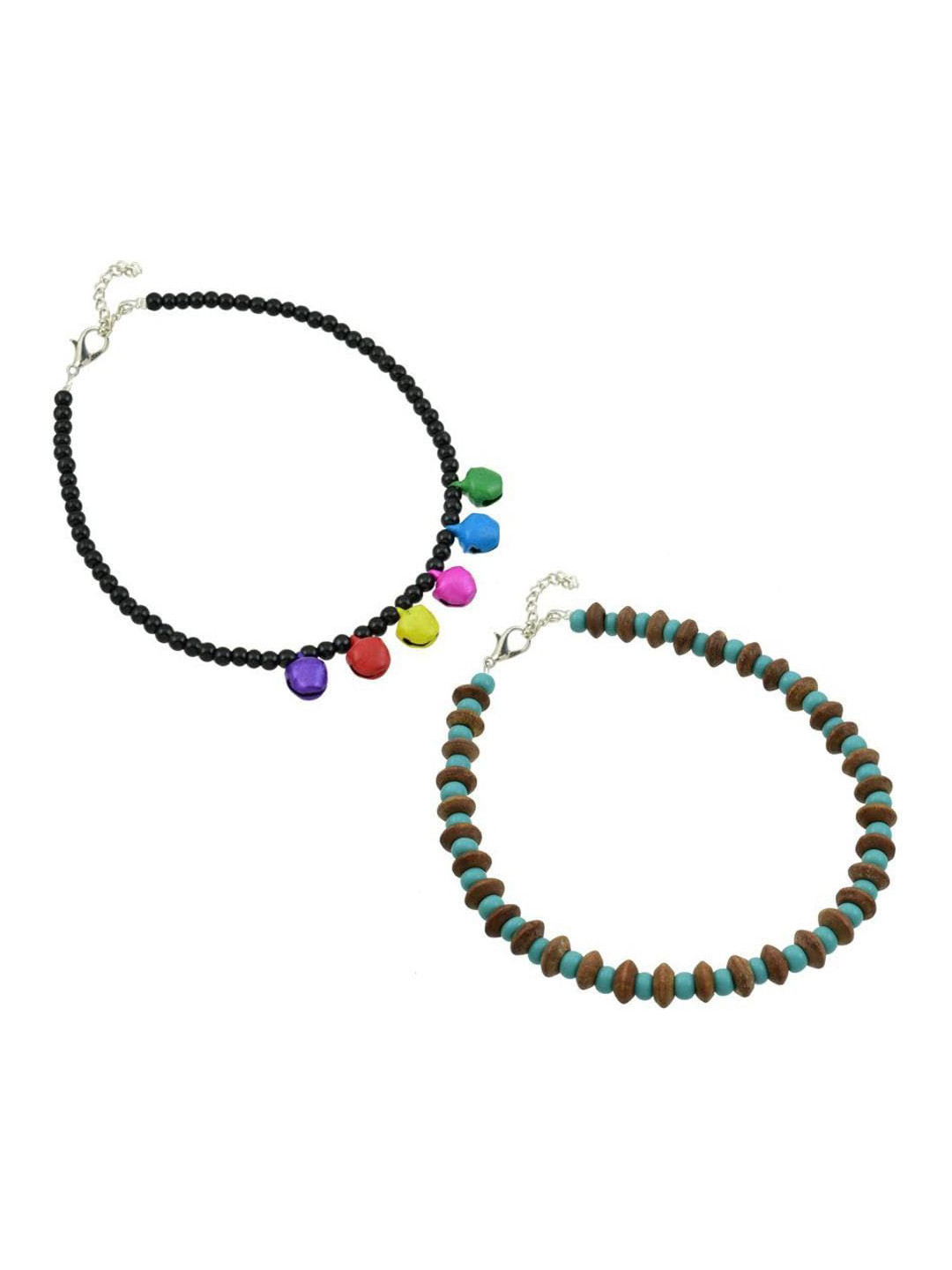 HIGH TRENDZ Pack Of 2 Beaded Single Leg Anklets