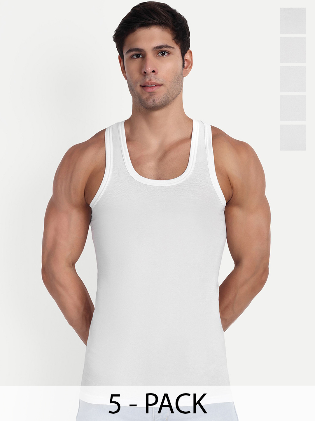 KANSAL Pack Of 5 Cotton Undershirt Vest 12-MACHU_RN_P5