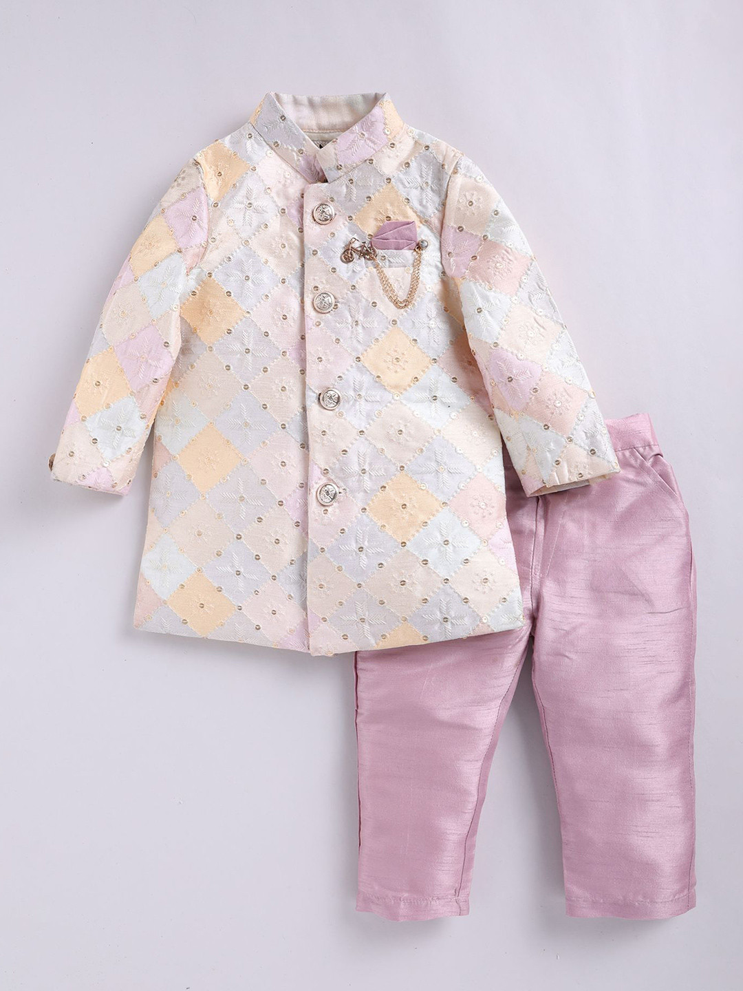 Little Collars Boys Sequined Embellished Mandarin Collar Achkan Jodhpuri Set