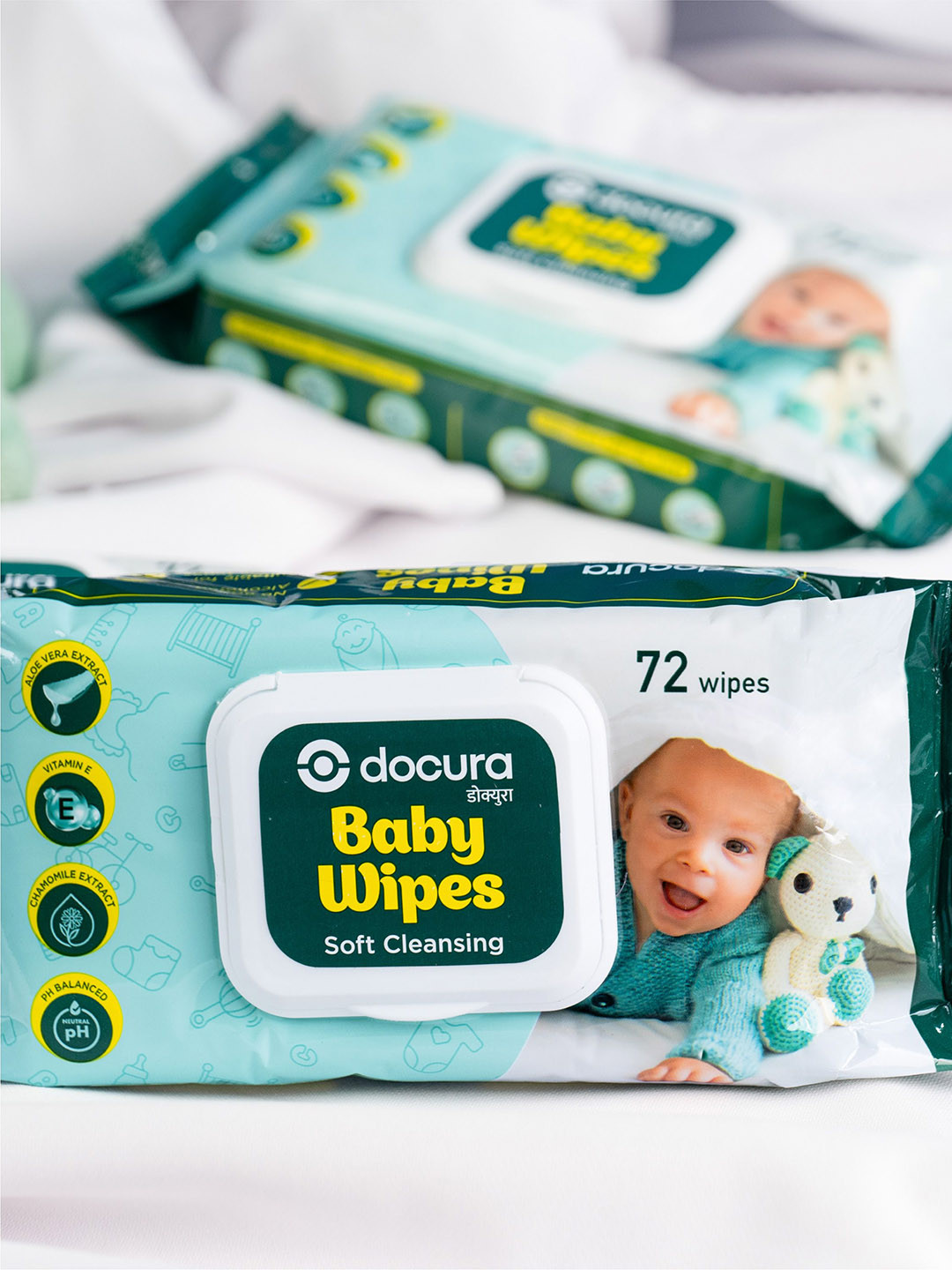 DOCURA Baby Wipes with Aloevera Extract & Vitamin E - 72 N