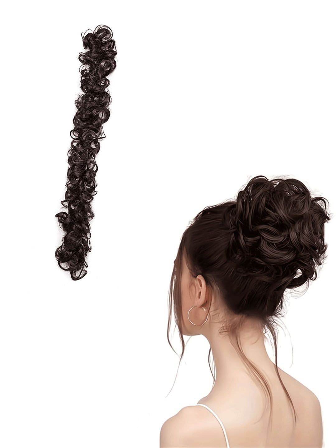 D-Divine Long Frill Hair Bun Messy Hair Extension- Brown